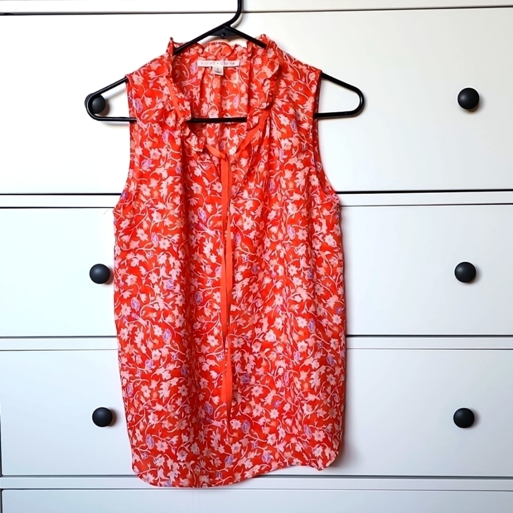 Violet + Claire Red Sleeveless Shirt, Small